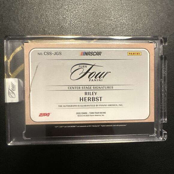 2025 Panini Turn Four Racing Center Stage Auto #CSS-JGS Riley Herbst #03/99 - Picture 3 of 5
